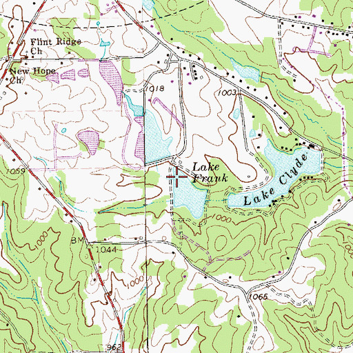 Topographic Map of Lake Frank Dam, GA