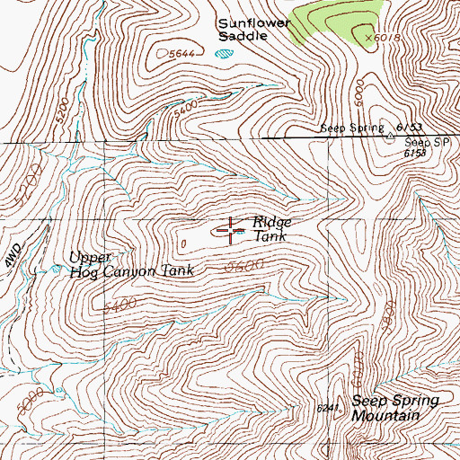 Topographic Map of Ridge Tank, AZ