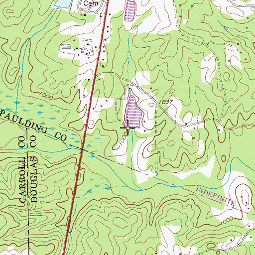 Topographic Map of Brown Lake Dam, GA