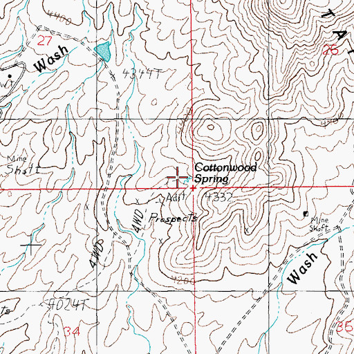Topographic Map of Cottonwood Spring, AZ