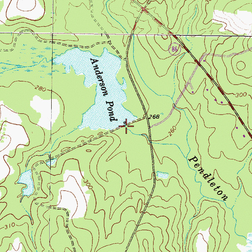 Topographic Map of Anderson Pond Dam, GA