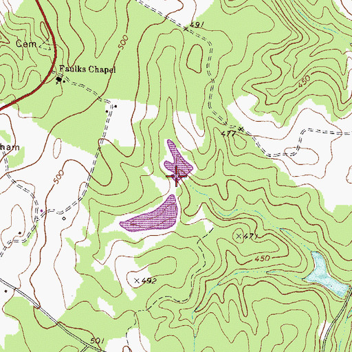 Topographic Map of Faulk Lake West Dam, GA