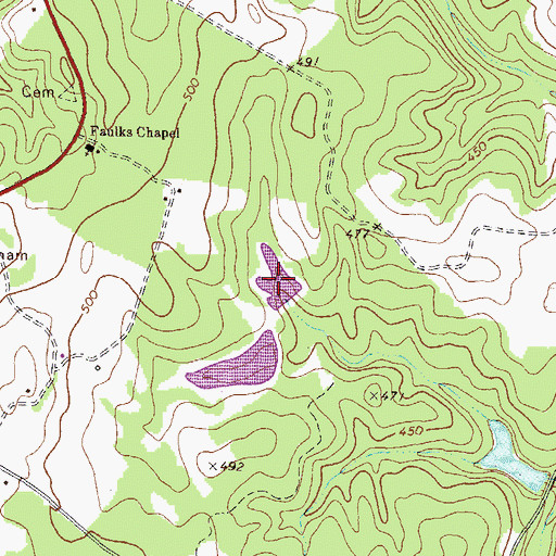 Topographic Map of Faulk Lake West, GA
