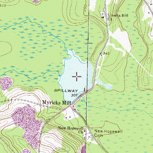 Topographic Map of Myricks Millpond, GA