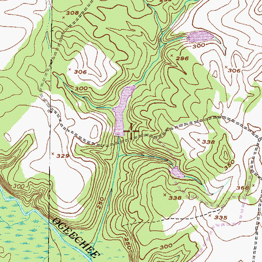 Topographic Map of Henderson Lake Dam, GA