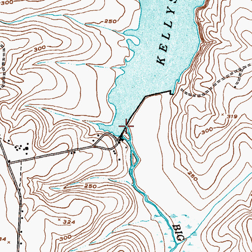 Topographic Map of Kellys Pond Dam, GA