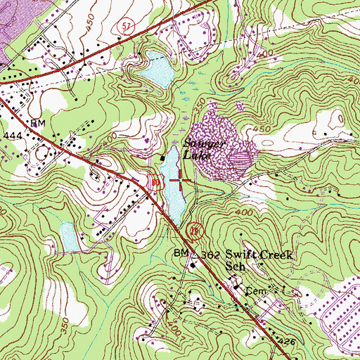 Topographic Map of Sawyer Lake Dam, GA