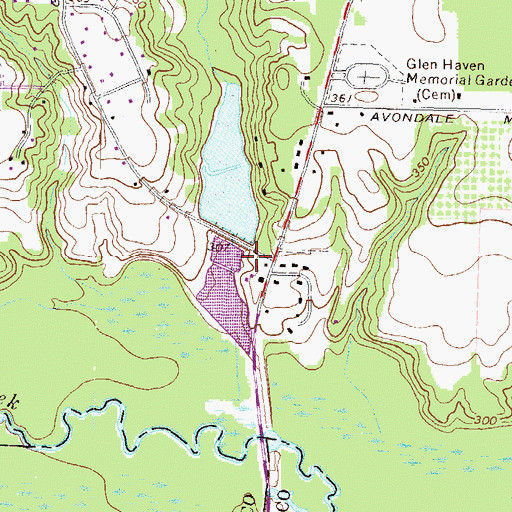 Topographic Map of Gibson Lake Dam, GA