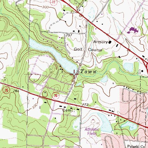 Topographic Map of Town Creek Country Club Lake Dam, GA
