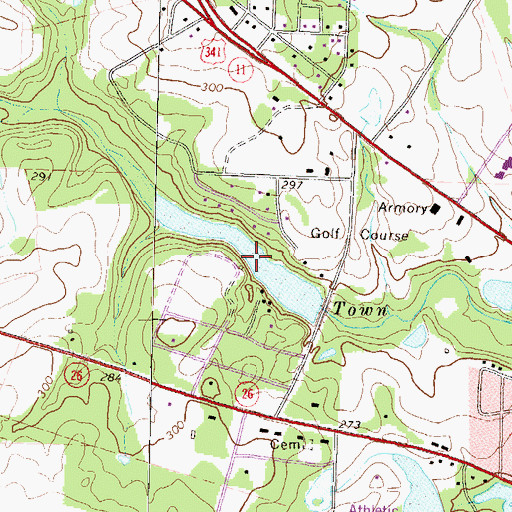 Topographic Map of Town Creek Country Club Lake, GA