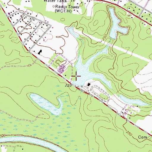 Topographic Map of Suzies Lake Dam, GA