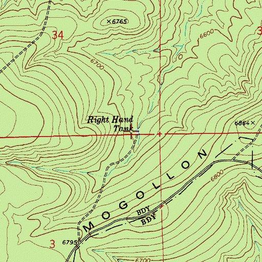 Topographic Map of Right Hand Tank, AZ