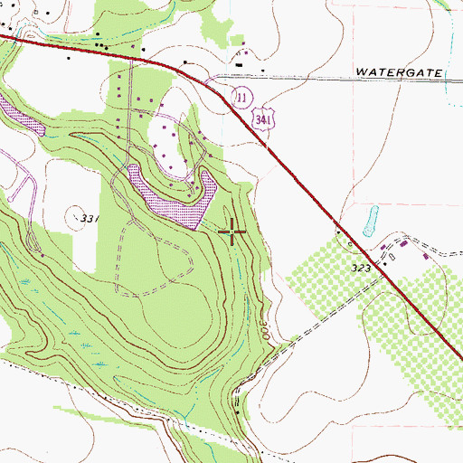 Topographic Map of Mullins Lake, GA