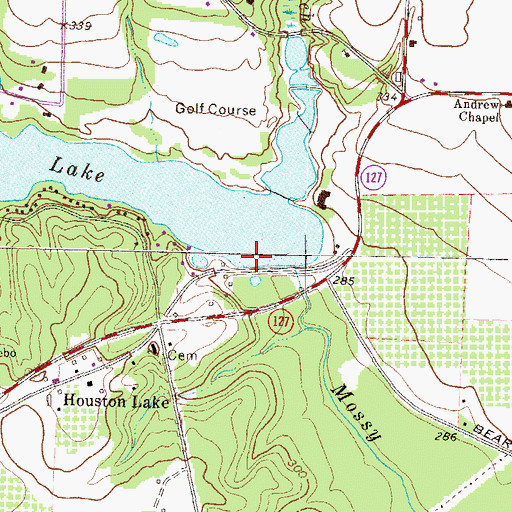Topographic Map of Houston Lake Dam, GA