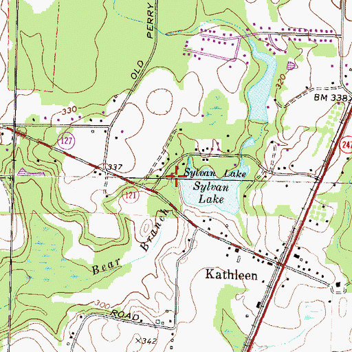 Topographic Map of Sylvan Lake Dam, GA