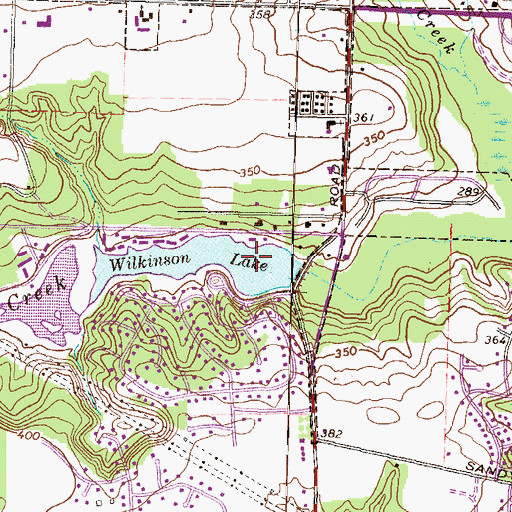 Topographic Map of Wilkinson Lake Dam, GA