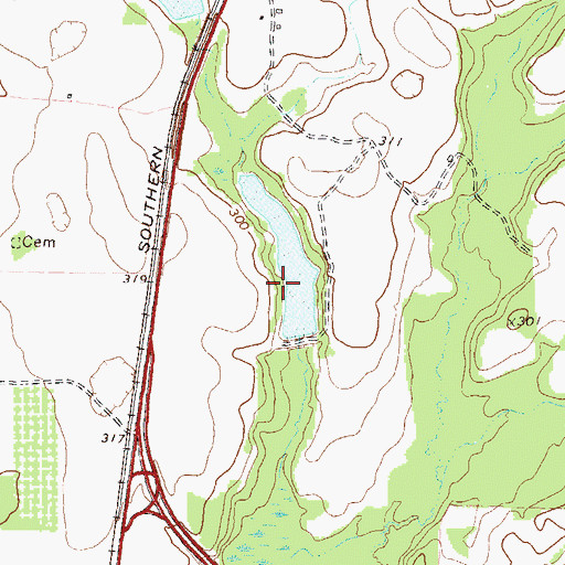 Topographic Map of Rush Lake Dam, GA