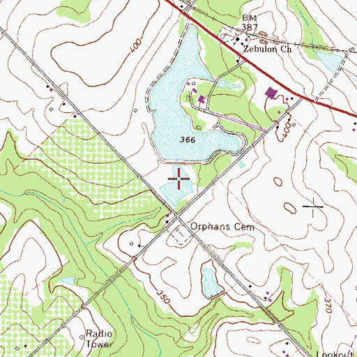 Topographic Map of Tripps Lake, GA