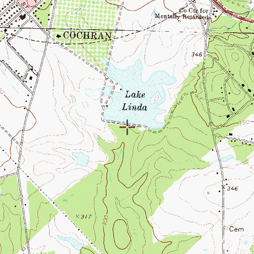 Topographic Map of Lake Linda Dam, GA