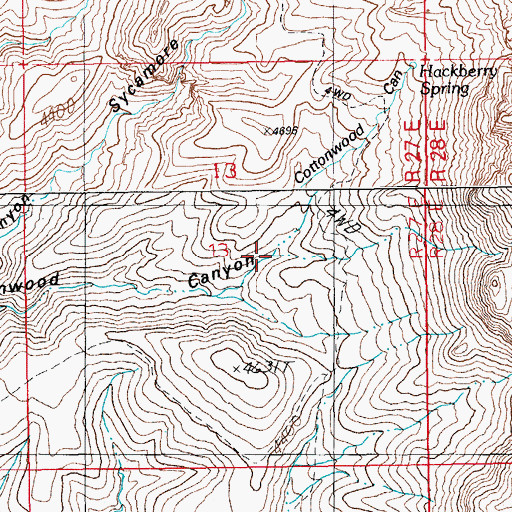 Topographic Map of Cottonwood Spring, AZ