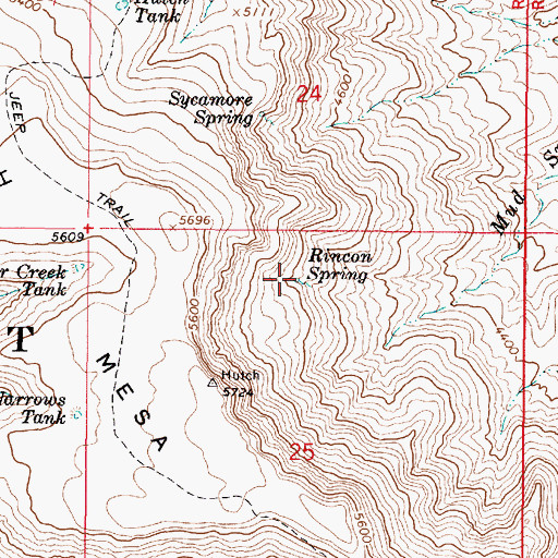 Topographic Map of Rincon Spring, AZ