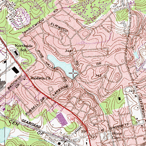 Topographic Map of Carrington Woods Lake Dam, GA