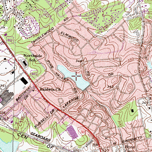 Topographic Map of Milledgeville City Lake, GA