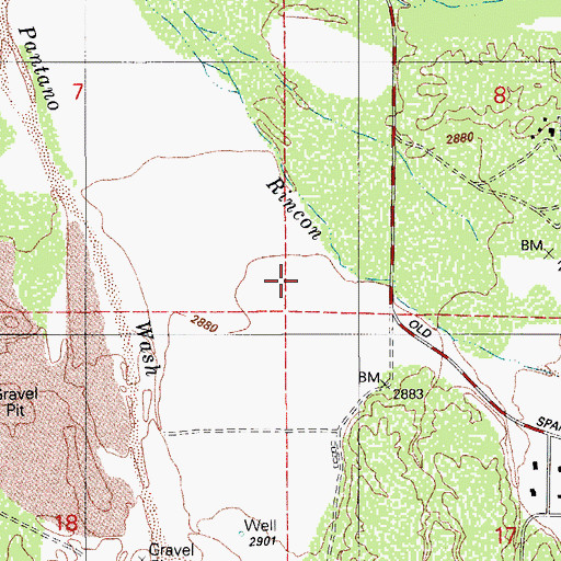 Topographic Map of Rincon Valley, AZ