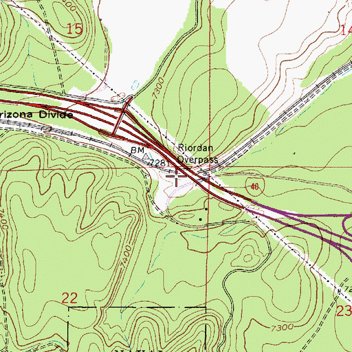 Topographic Map of Riordan Overpass, AZ