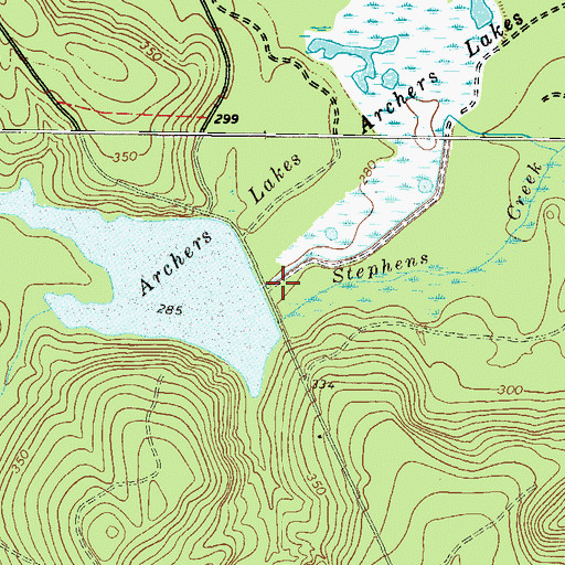 Topographic Map of Archers Lake Dam, GA
