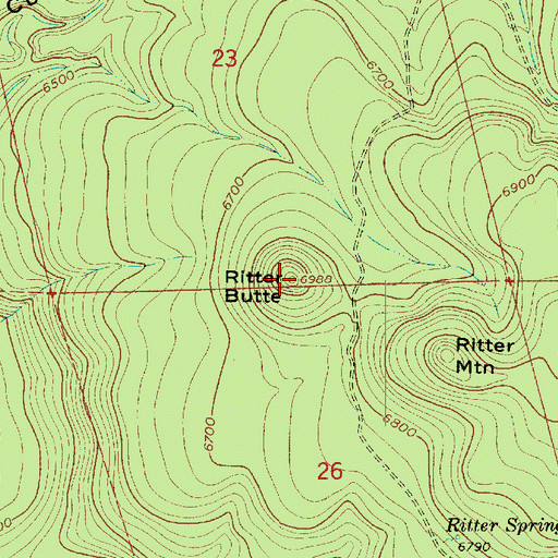 Topographic Map of Ritter Butte, AZ