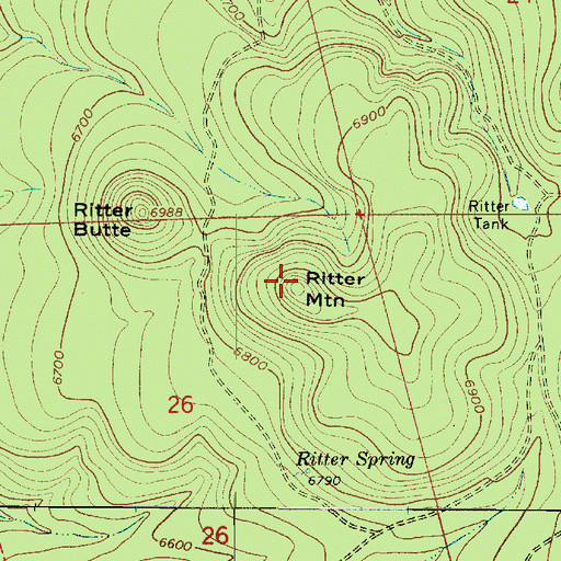Topographic Map of Ritter Mountain, AZ