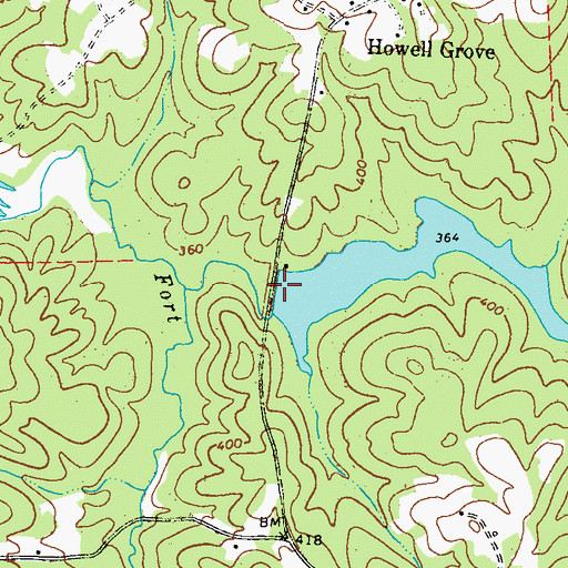 Topographic Map of Dickens Lake Dam, GA