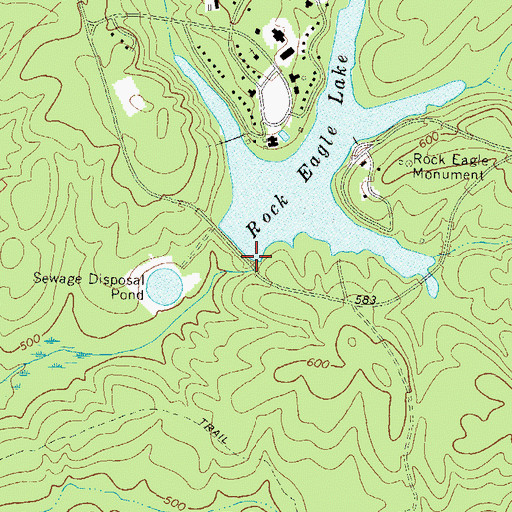 Topographic Map of Rock Eagle Lake Dam, GA