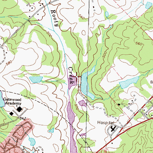 Topographic Map of Rooty Creek Structure Number 21 Dam, GA