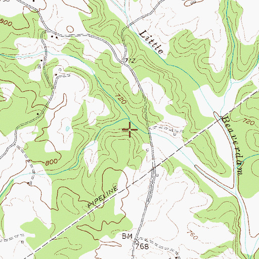 Topographic Map of Beaverdam Creek Structure Number 21 Dam, GA