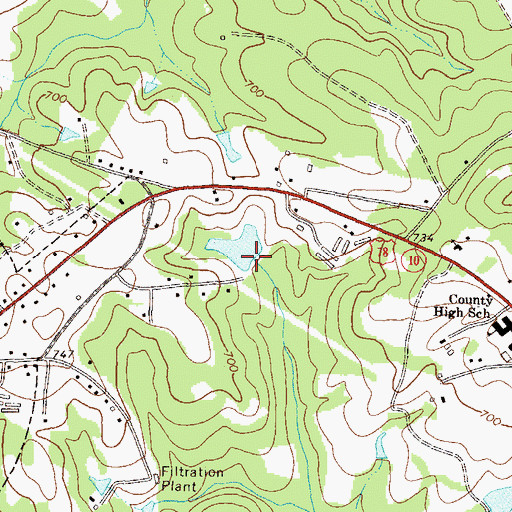 Topographic Map of Brooks Lake Dam, GA