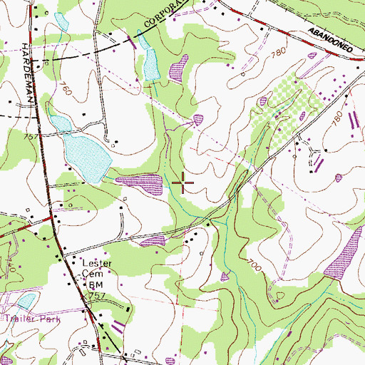 Topographic Map of Benny Meyers Lake Dam, GA