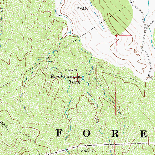 Topographic Map of Road Canyon Tank, AZ
