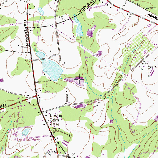 Topographic Map of Benny Meyers Lake, GA