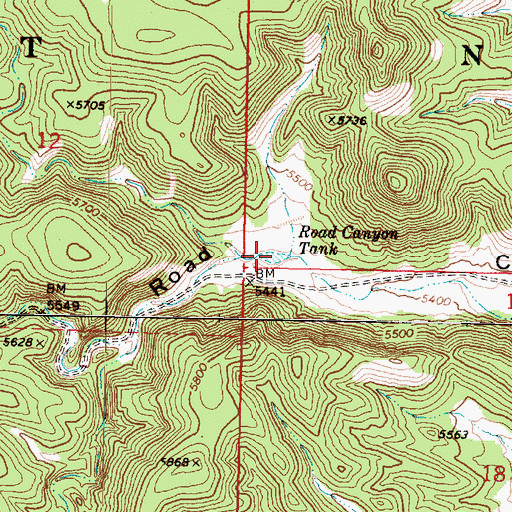 Topographic Map of Road Canyon Tank, AZ