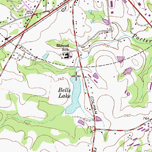 Topographic Map of Bells Lake Dam, GA
