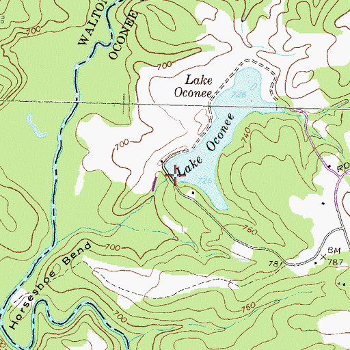 Topographic Map of Lake Oconee Dam, GA
