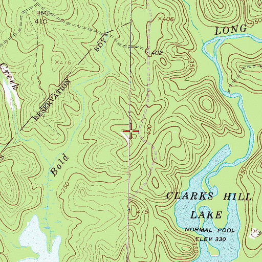 Topographic Map of Athens Waterworks Pond Dam, GA