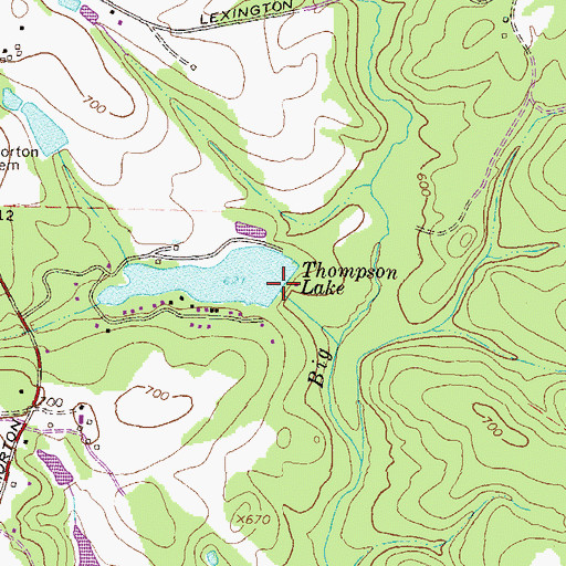 Topographic Map of Thompson Lake Dam, GA