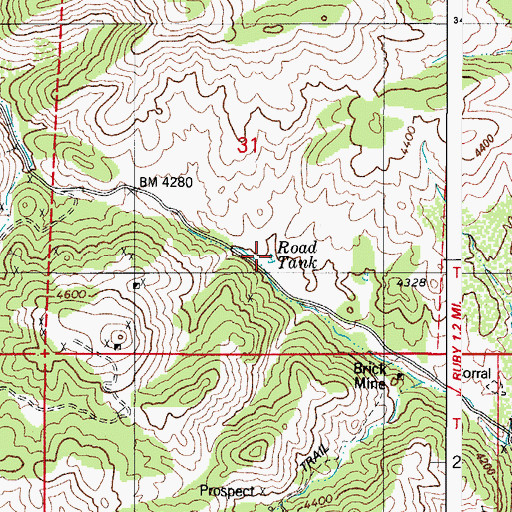 Topographic Map of Road Tank, AZ