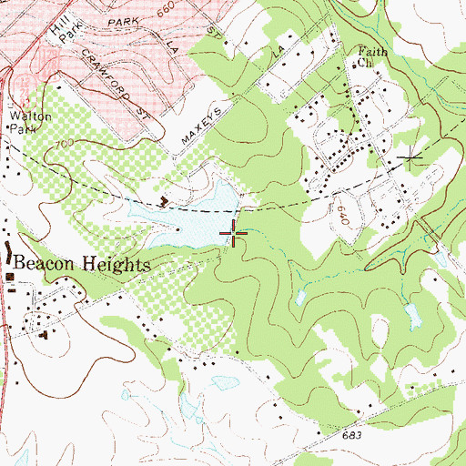 Topographic Map of Pennington Lake Dam, GA