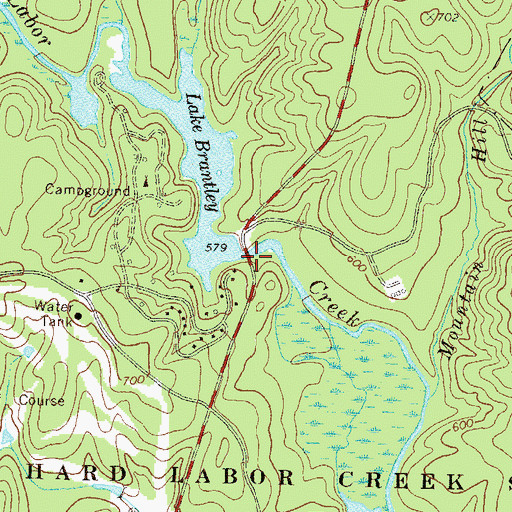 Topographic Map of Lake Brantley Dam, GA
