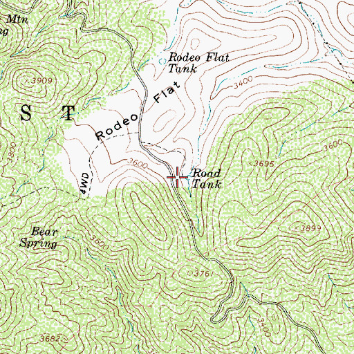 Topographic Map of Road Tank, AZ