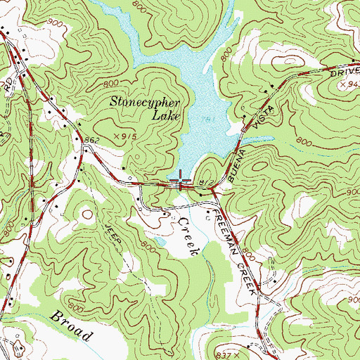 Topographic Map of North Fork Broad River Structure Four Dam, GA